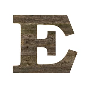 Rustic Large 16 in. Tall Natural Weathered Gray Monogram Wood Letter-E Decorative