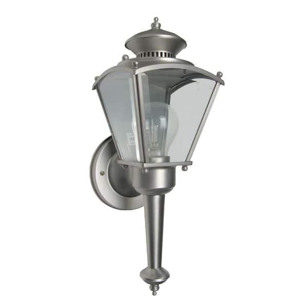 Designers Fountain Kinsley Pewter 1-Light Outdoor Line Voltage Hardwired Porch Light Wall Sconce with No Bulb Included