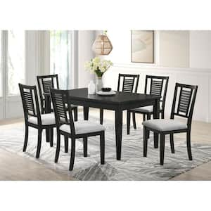 Appleton 7-Piece Rectangular Black Washed and Light Gray Wood Top Dining Set