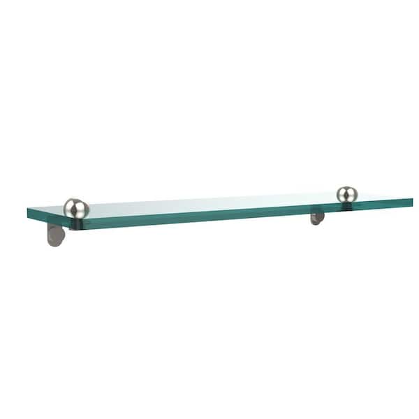 Allied Brass 16 in. L x 2 in. H x 5 in. W Clear Glass Vanity Bathroom Shelf in Polished Nickel