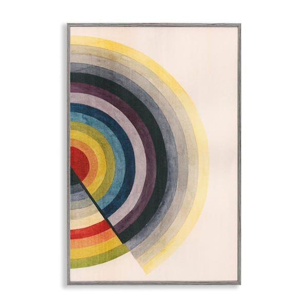 Stupell Industries Round Centric Pattern by Grace Popp Gray Framed Abstract Giclee Art Print 24 in. x 16 in.