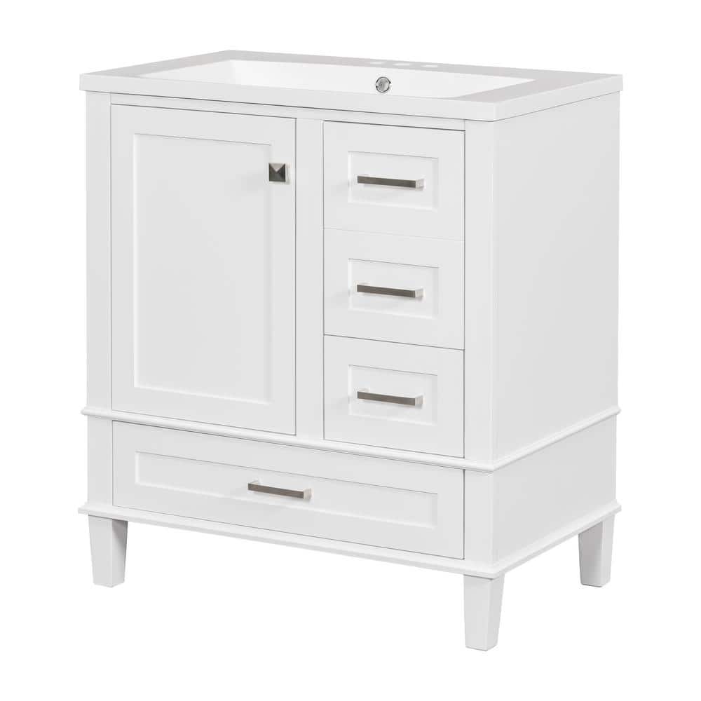 30 in. W x 18 in. D x 34 in. H Freestanding Bath Vanity in White with White