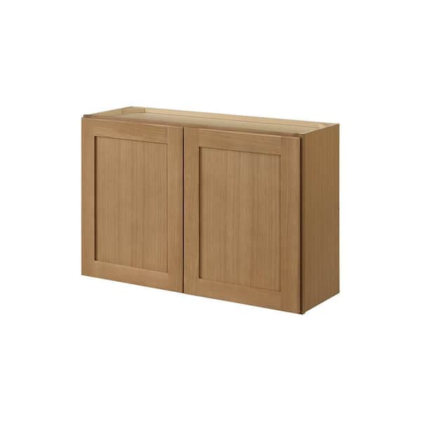 Hampton Bay Avondale 36 in. W x 12 in. D x 24 in. H Ready to Assemble Plywood Shaker Wall Bridge Kitchen Cabinet in White Oak