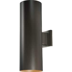 Large 2-Light Antique Bronze Aluminum Integrated LED Outdoor/Indoor Wall Cylinder Light Sconce