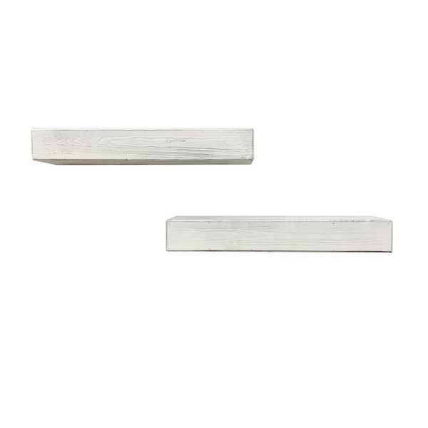 Unbranded Del Hutson Artisan Haute 6 in. x 24 in. x 4 in. White Pine Wood Floating Box Set of 2 Decorative Wall Shelf Set