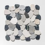 Sliced Pebble Tile Grey/Black/White 11-1/4 in. x 11-1/4 in. x 9.5mm Honed Pebble Mosaic Tile (9.61 sq. ft. / case)