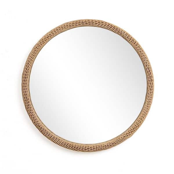 30 in. W x 30 in. H Bamboo Frame Round Accent and Vanity Wall Mirror