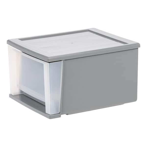 1 Drawer Stackable Storage Unit in Gray (12 in. W x 8.39 in. H) (3-Pack)