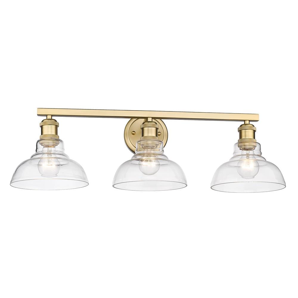 Brushed Champagne Bronze 3-Light Vanity Fixture with Clear Glass Shades