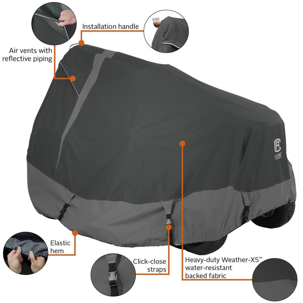 Heavy-Duty Gray and Black Lawn Tractor Cover