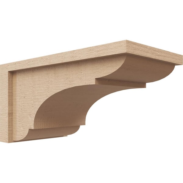 Ekena Millwork 7 in. x 7 in. x 14 in. Wide Bryant Rough Cedar Woodgrain TimberThane Corbel, Primed Tan