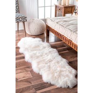 Gabdnade Luxe Sheepskin Shag Natural Doormat 2 ft. x 5 ft. Shaped Rug