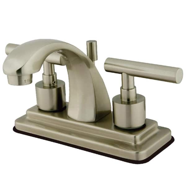 Kingston Brass Manhattan 4 in. Centerset 2-Handle Bathroom Faucet in Brushed Nickel