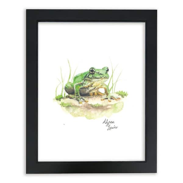 Unbranded Woodland Tinies "Frog" by Alyssa Lewis Individual Black Framed Animal Art Print 24 in. x 18 in.