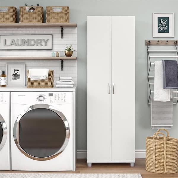 Lonn 23.7 in. x 75 in. x 15.39 in. 5 Shelves Freestanding Utility Storage Cabinet in White