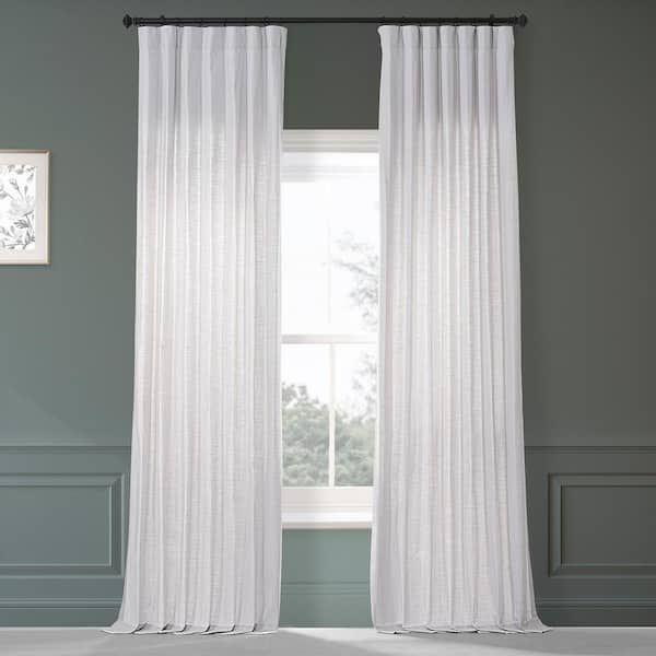 Exclusive Fabrics & Furnishings Prime White Dune Textured Solid Cotton Light Filtering Curtain Pair - 50 in. W x 96 in. L (Double Panel)