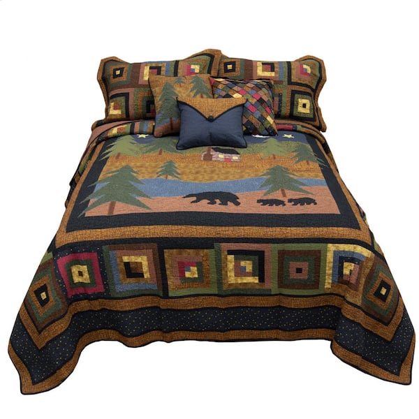DONNA SHARP Midnight Bear Multi Color 3-Piece Cotton Queen Set