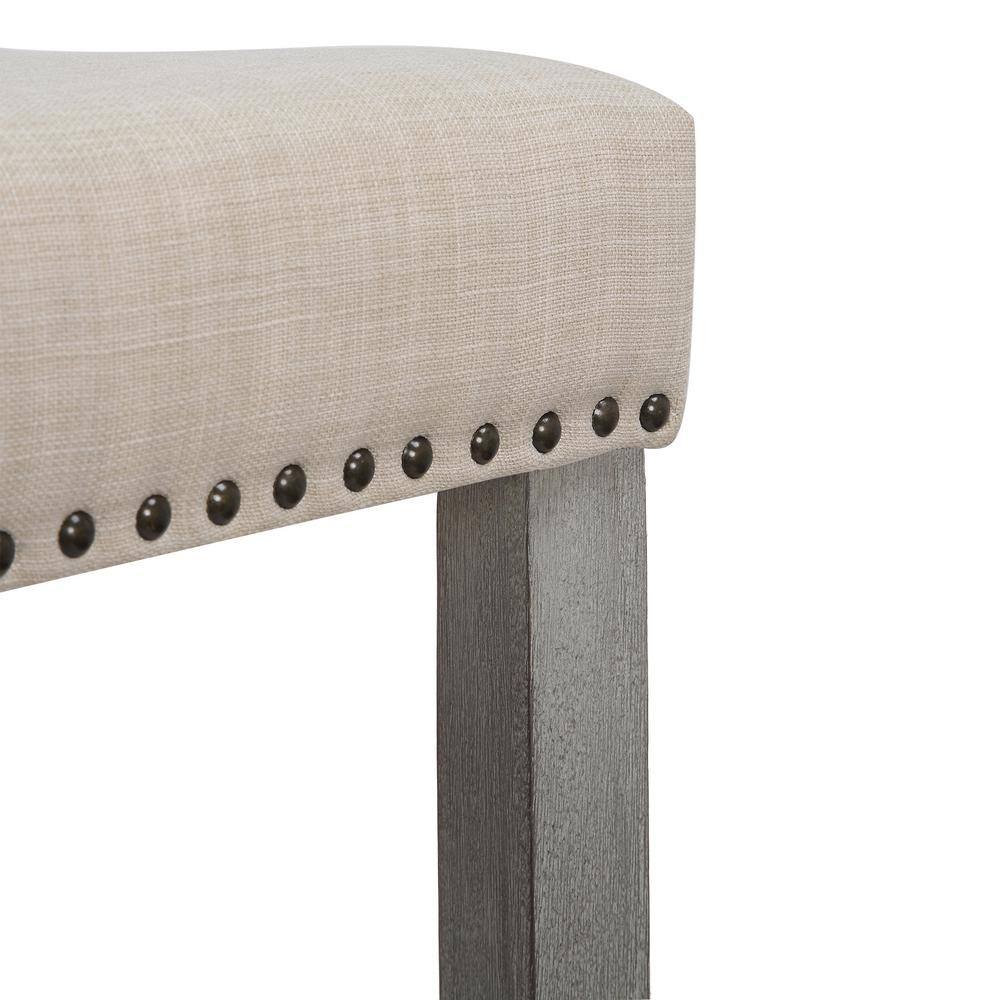 Beige 24" High Backless Saddle Wood Counter Stool