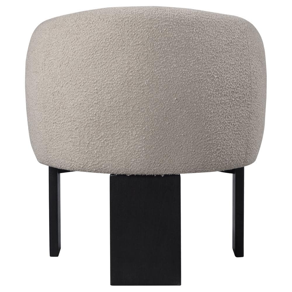 Beige Boucle Upholstered Barrel Back Accent Chair