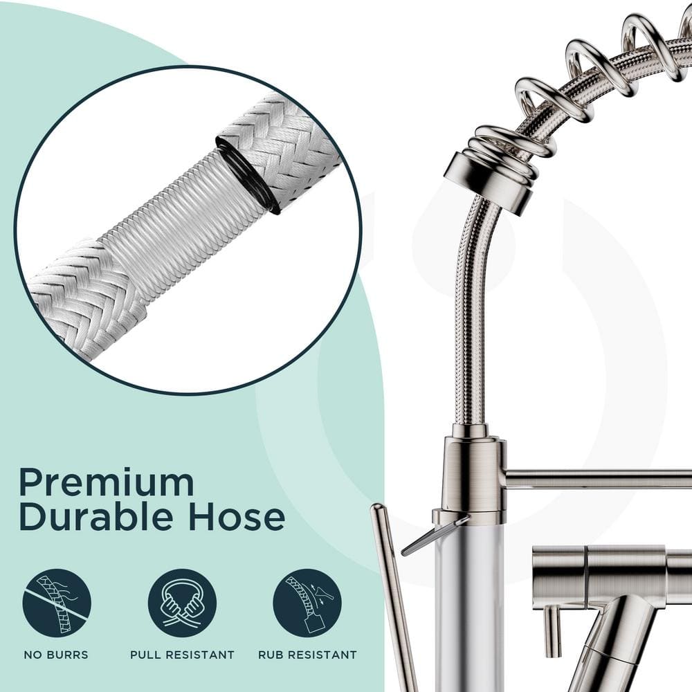 Brushed Nickel Pull-Out Spray Kitchen Faucet with LED Light