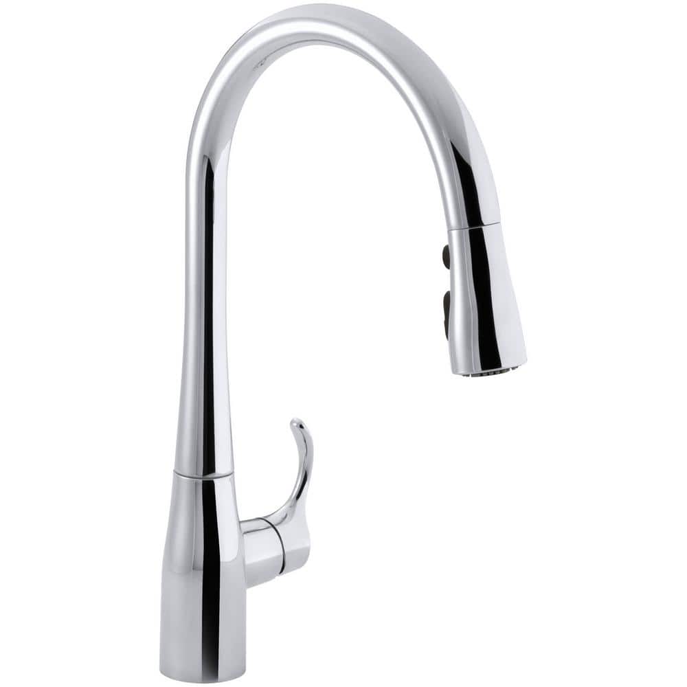 Simplice Collection K-596-CP 1.5 GPM Deck Mounted Single Hole Pulldown Kitchen Faucet with Spray Head in Polished -  Kohler