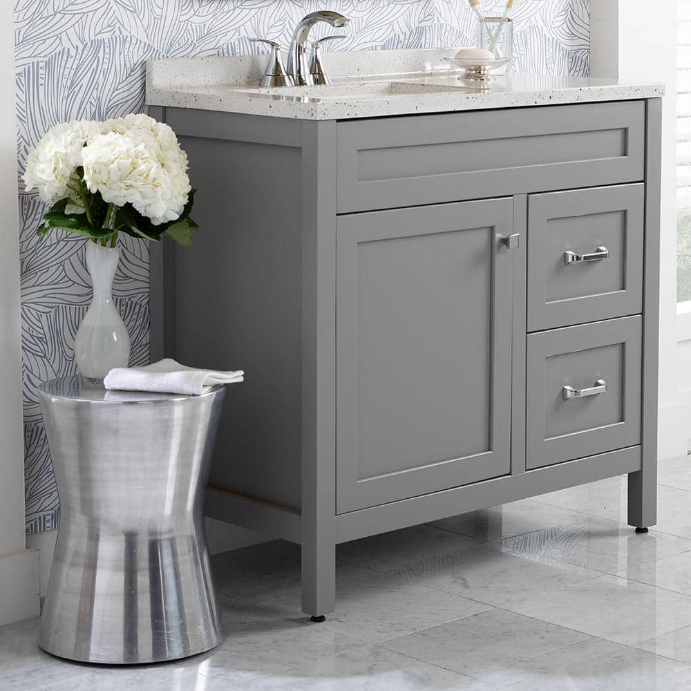 Home Decorators Collection Moorside 36 in. W x 19 in. D x 34 in. H Single Sink  Bath Vanity in Sweet Maple with White Engineered Stone Top Moorside 36SM -  The Home Depot