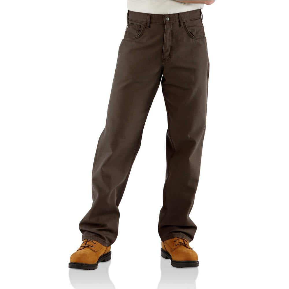 Carhartt Men S 30 In X 34 In Dark Navy FR Canvas Pant FRB159 DNY   Carhartt Work Pants Frb159 Dny 64 1000 