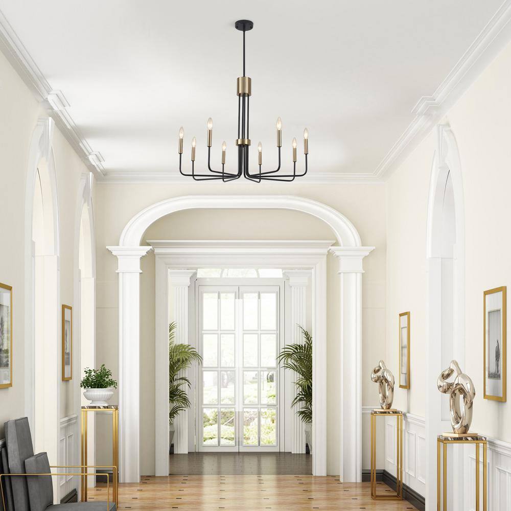 Black and Gold 8-Light Candle Style Chandelier