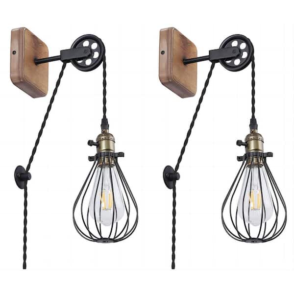 INNOBULE 4.72 in. 1-Light Black Matte Finish Wall Sconce (set of 2)