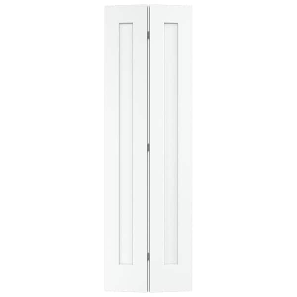 JELD-WEN 24 in. x 80 in. 1 Panel Madison White Painted Smooth Molded Composite Closet Bi-fold Door