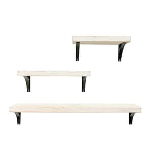 White Industrial Grace Simple Shelves 3-Piece Set (16 in./20 in./36 in.)