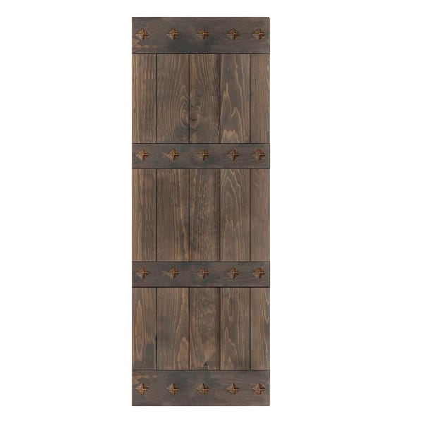 ISLIFE Mid-Century Style 30 in. x 84 in. Smoky Gray Solid Wood Sliding Barn Door Slab - Hardware Track NOT Included