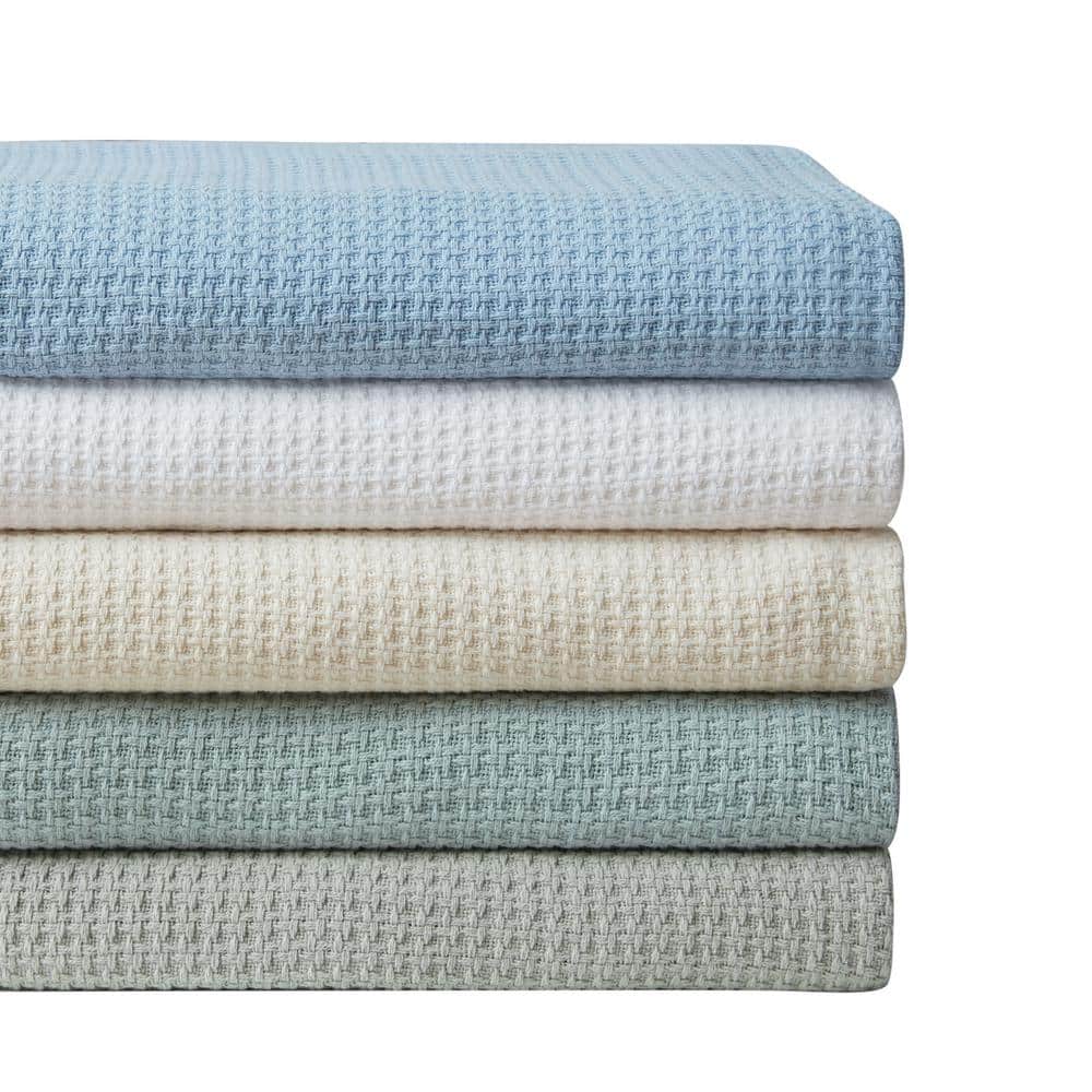 Coastal Knit Full/Queen Cotton Blanket in Pelican Grey