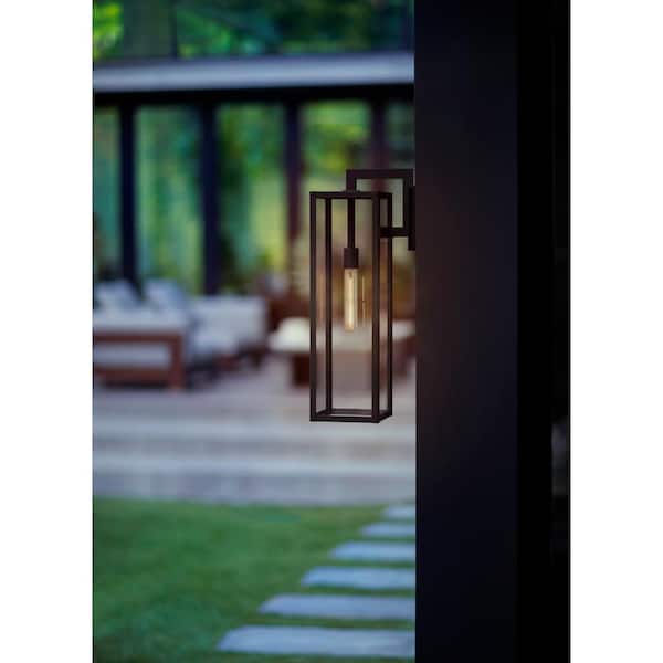 Max 1-Light Black Hardwired Outdoor Wall Lantern Sconce
