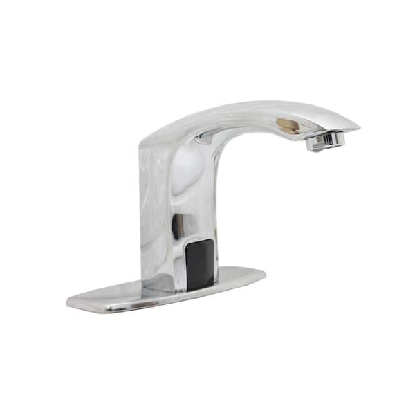 Unbranded Automatic Sensor Touchless Single Hole Bathroom Sink Faucet With Deck Plate in Polished Chrome