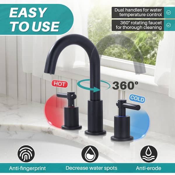 ARCORA 8 in. Widespread 2-Handle 3 Hole Bathroom Faucet with Pop