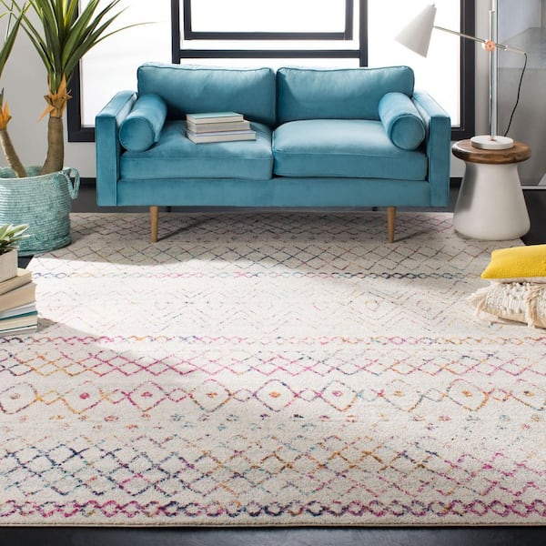 Madison Ivory/Fuchsia 12 ft. x 15 ft. Geometric Floral Area Rug