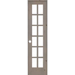 24 in. x 96 in. Rustic Knotty Alder 12-Lite Right-Hand Clear Glass Grey Stain Solid Wood Single Prehung Interior Door