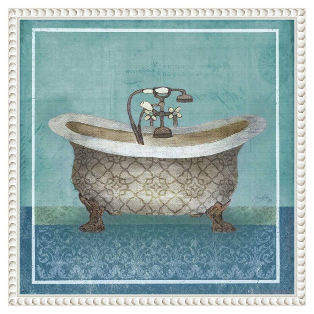 Regal Blue Bathtub Canvas Print with Beaded Frame