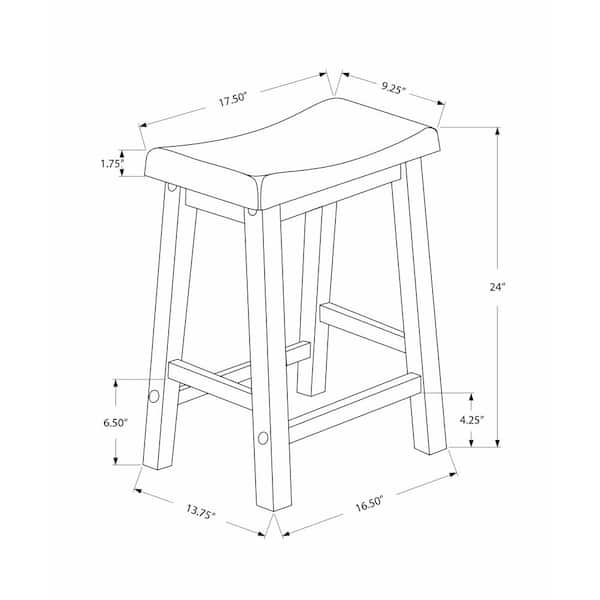 Monarch Specialties Saddle Seat 24 in. White Bar Stool Set of 2