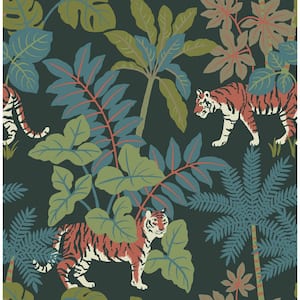 Multi-Colored Caspian Jungle Prowl Wallpaper Sample