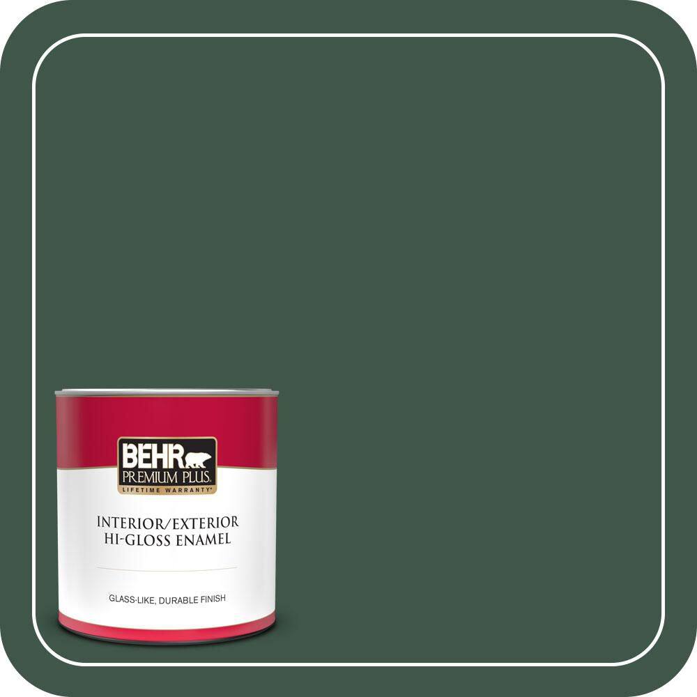 BEHR PREMIUM PLUS 1 qt. #470F-7 Deep Jungle Hi-Gloss Enamel Interior ...