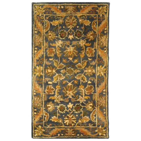 SAFAVIEH Antiquity Blue/Gold Doormat 2 ft. x 3 ft. Border Area Rug