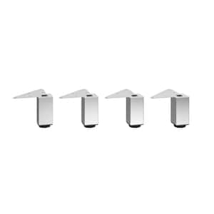 3 15/16 in. (100 mm) Chrome Metal Square Furniture Leg with Leveling Glide (4-Pack)