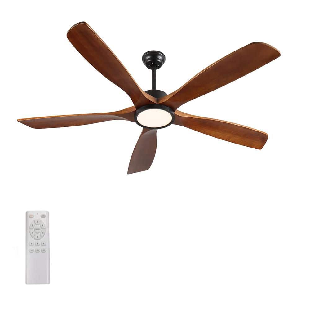 60 in. Black Indoor/Outdoor Ceiling Fan with Light, 5 Wood Blades Fan with Remote Noiseless for Living Room Patio price history on PriceWatchPro