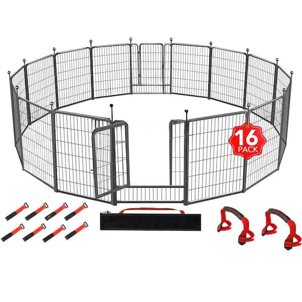 16 Panel 40 High Metal Dog Playpen with Gate Portable Fence for Large/Small Dogs Outdoor RV Camping Yard Use