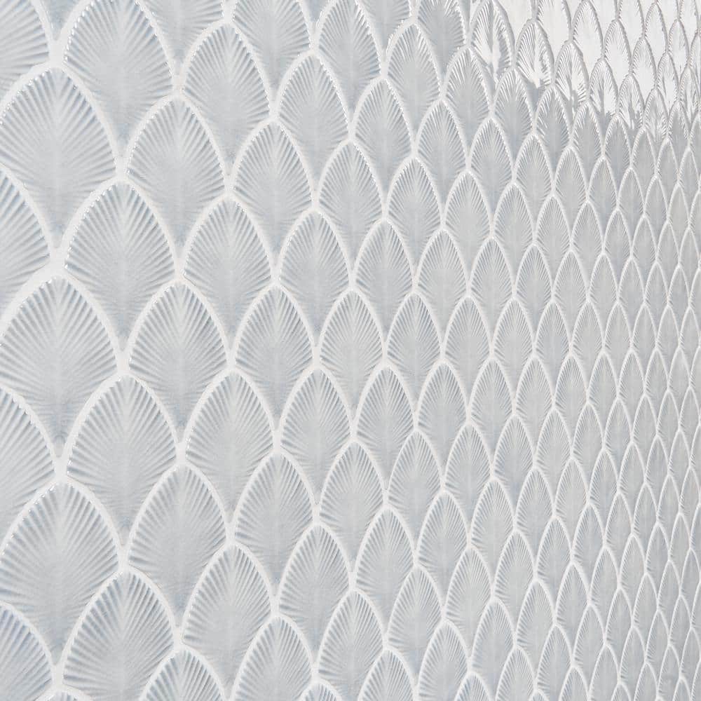 Sky Blue Polished Glass Fishscale Mosaic Wall Tile 9x12
