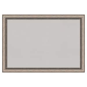 Lyla Ornate Silver Framed Grey Corkboard 40 in. x 28 in Bulletin Board Memo Board