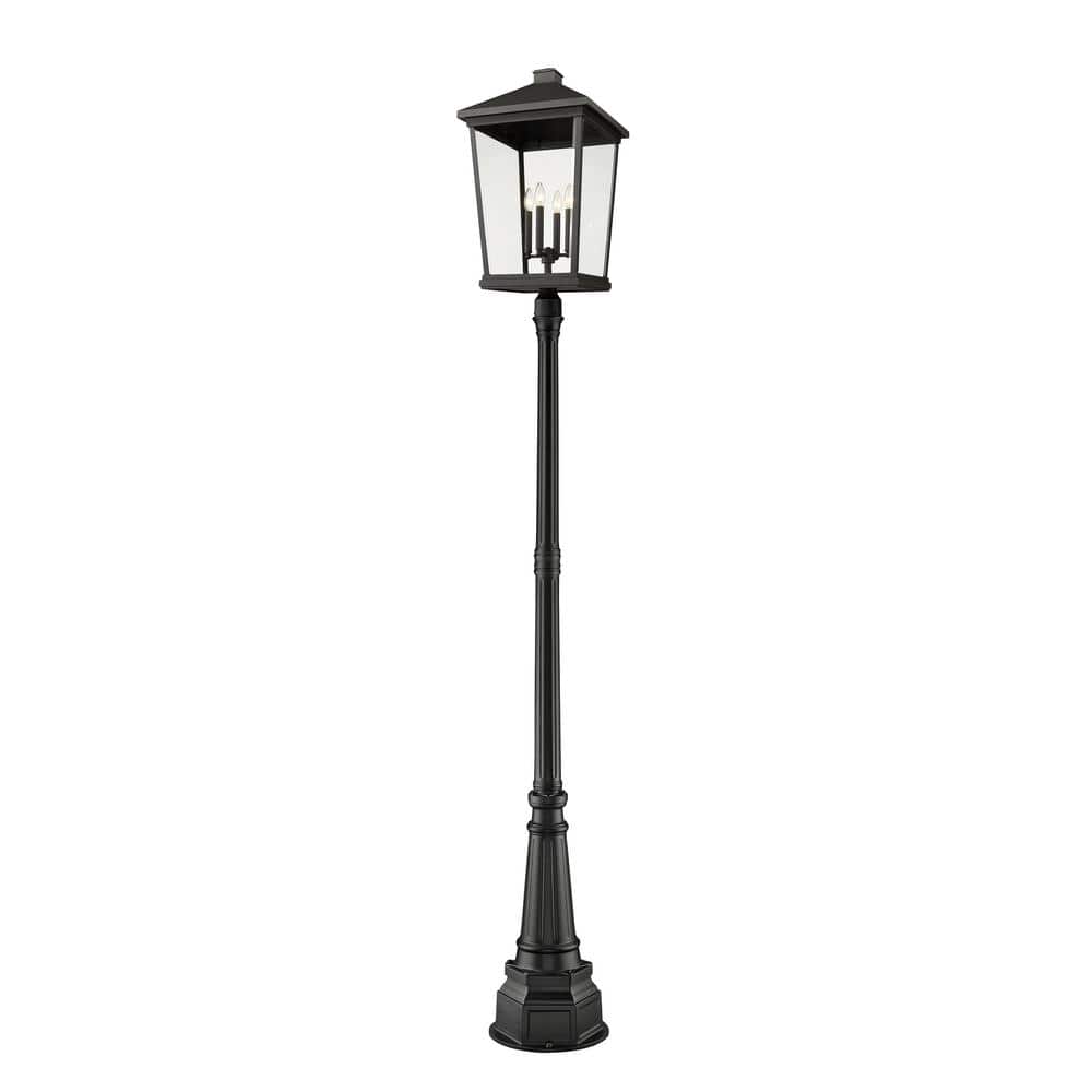 Beacon 113.25 in. 4Light Black Aluminum Hardwired Outdoor Weather