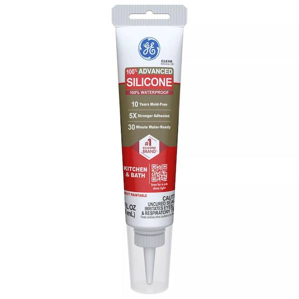 GE Advanced Silicone 2-Caulk 2.8 oz. Kitchen and Bath Sealant Clear
